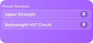 Medium pinned workout widget